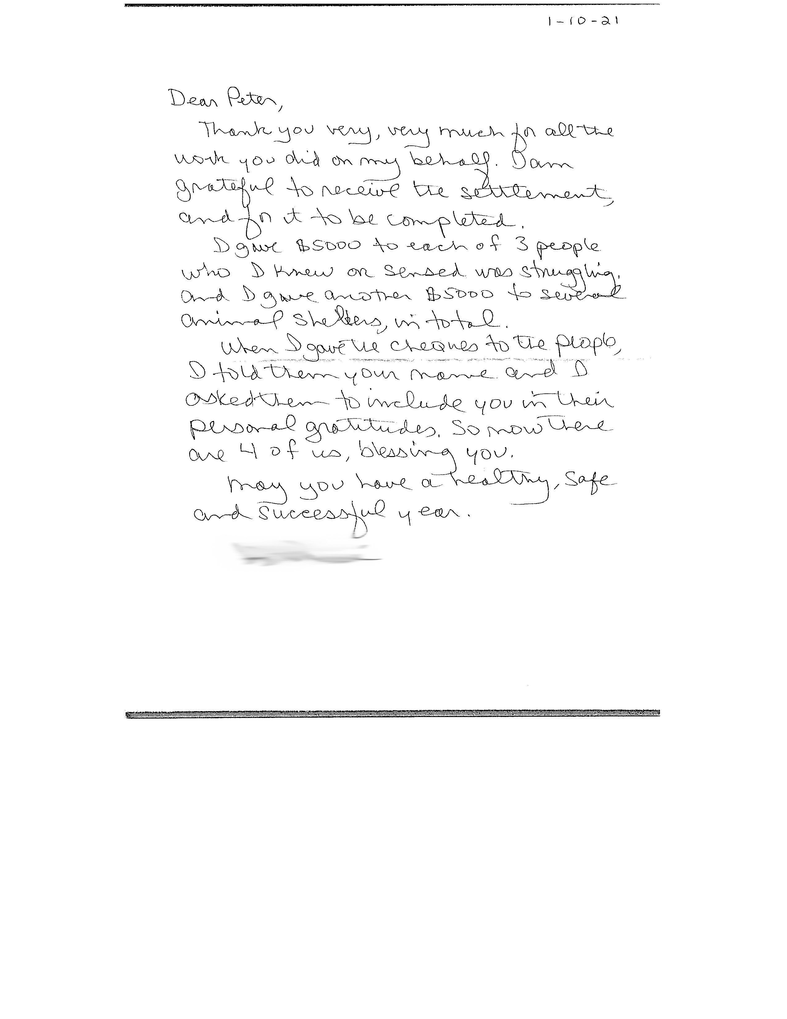 thank you card to peter