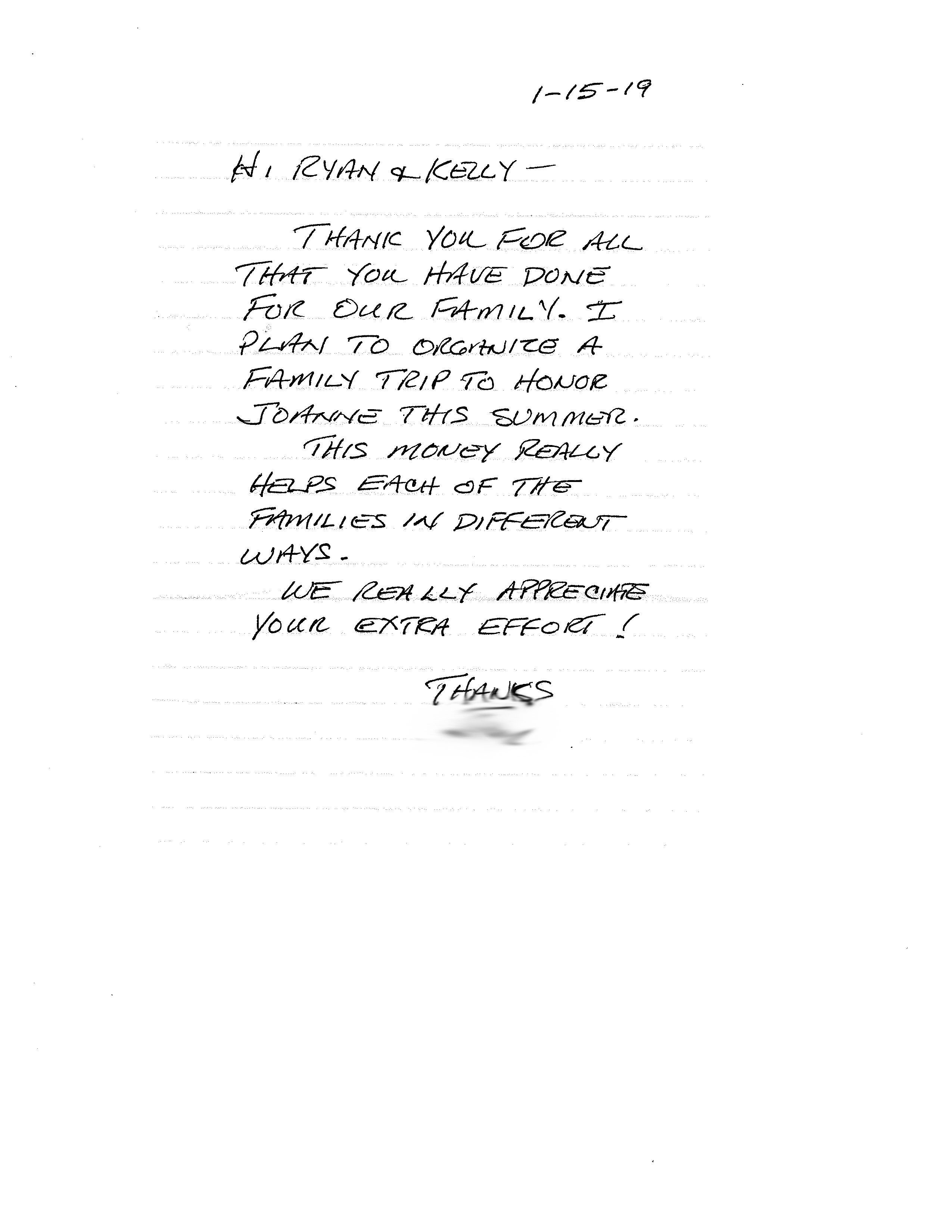 thank you note james sr